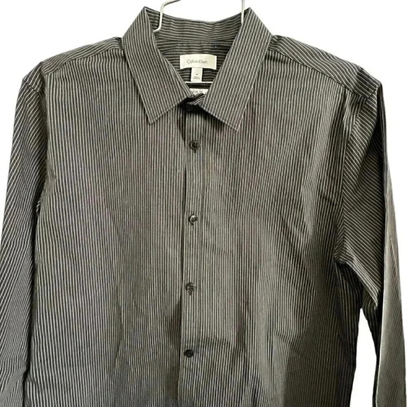 Calvin Klein slim fit infinite cool non iron button up long sleeve medium stripe - Picture 3 of 16